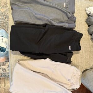 Figs Women's Track Pants in Gray, Black, and Cream